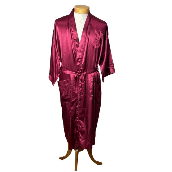1980s vintage red satin robe Christian Dior Monsier One Size - Picture 1 of 6